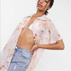 ASOS Oversized Beach Shirt in Hawaiian Print